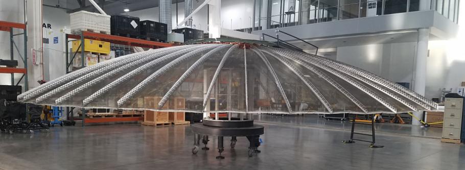 A metal umbrella-shaped antenna.