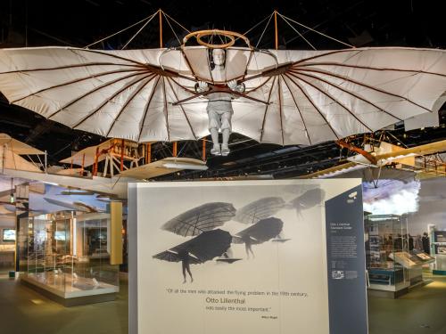 A view of Early Flight featuring the Lilienthal Glider. 